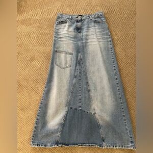 Women's Sisley Blue Denim Long A-Line Skirt